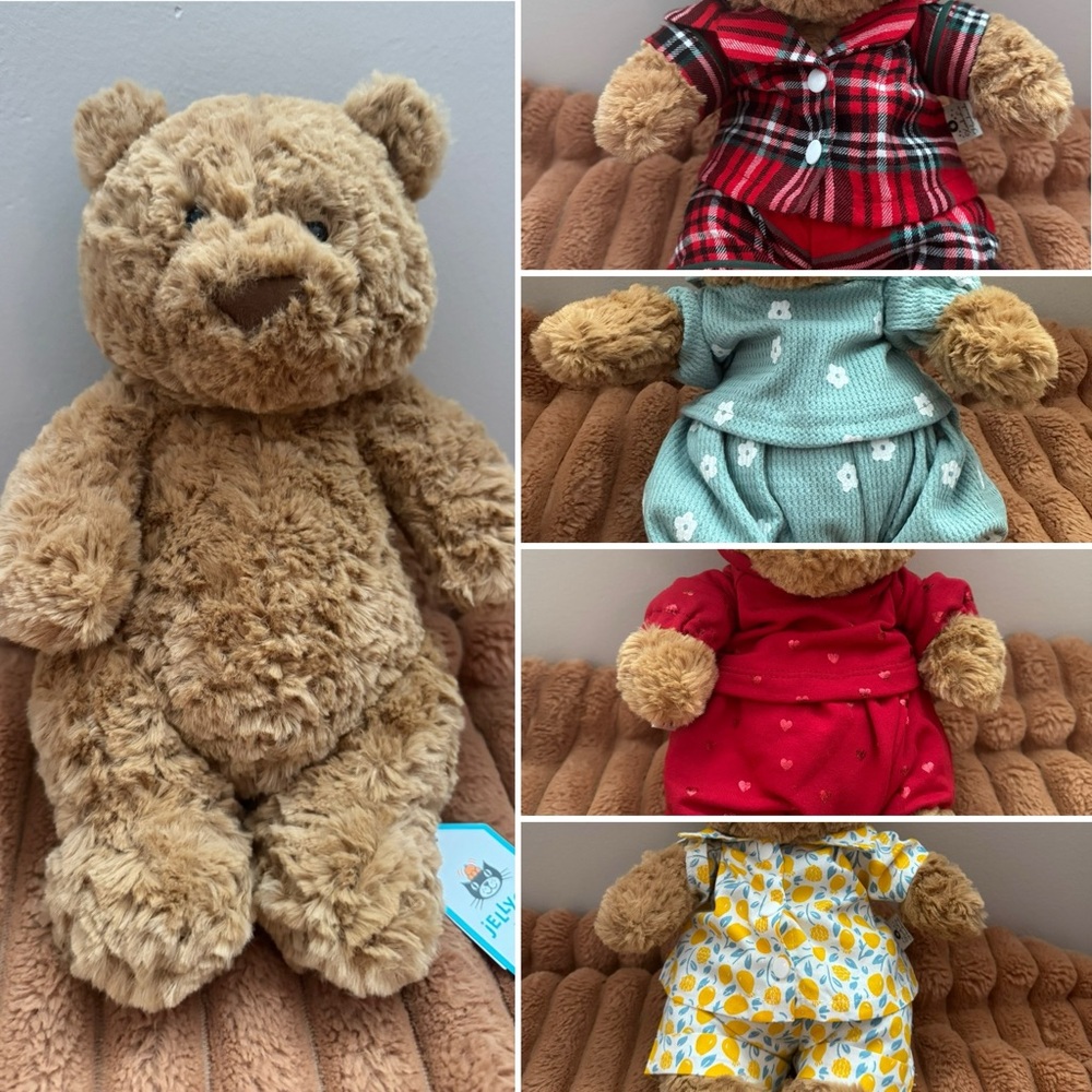 Jellycat Bartholomew Bear with 4 Outfits (size Medium)